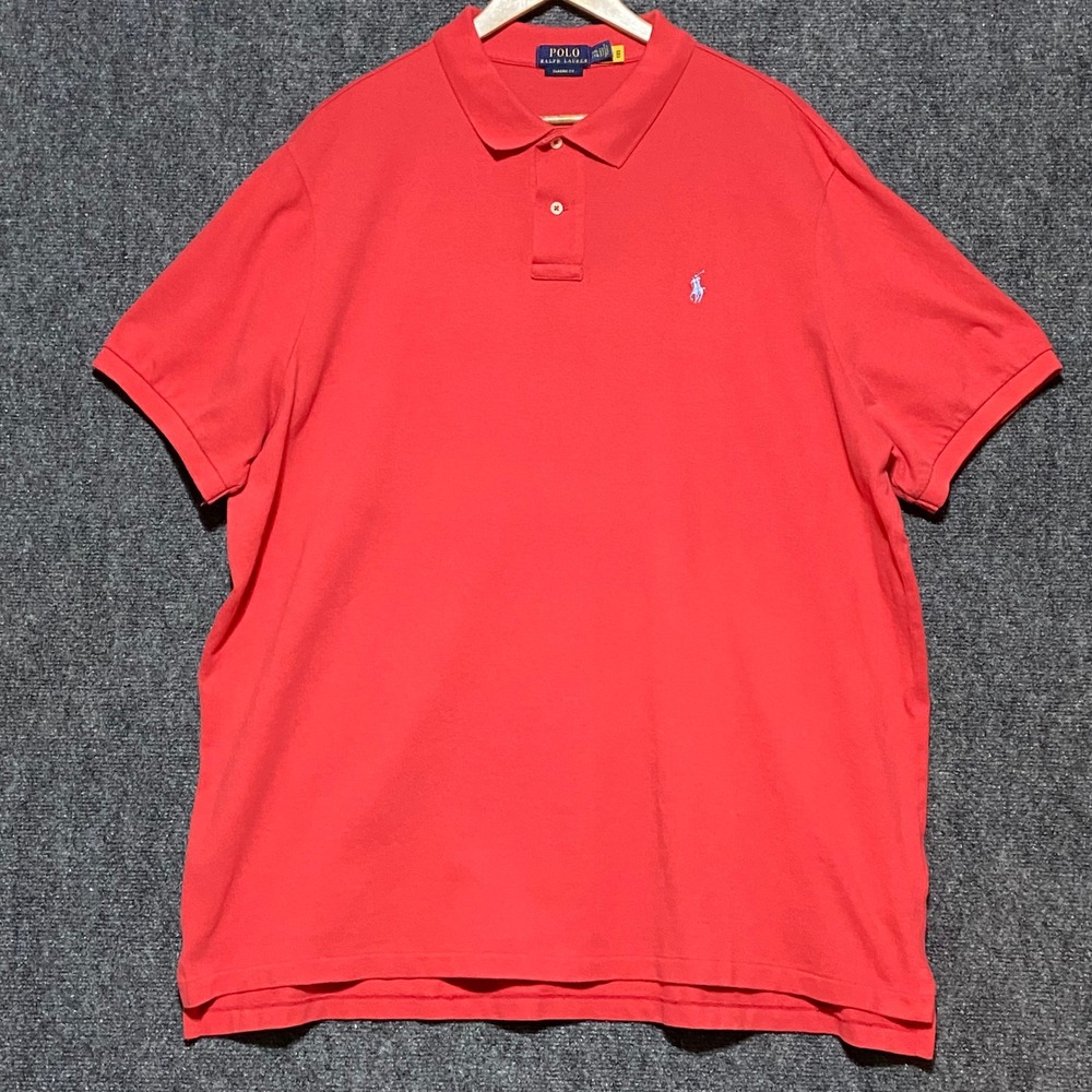 Polo Ralph Lauren Mens XXL Red Classic Fit Short Sleeve Cotton Mesh Polo‎ Shirt